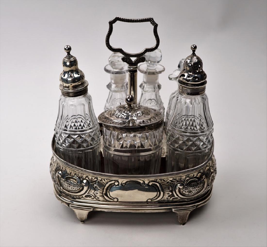 7pc ANTIQUE STERLING SILVER CRUET SET (1 of 6)