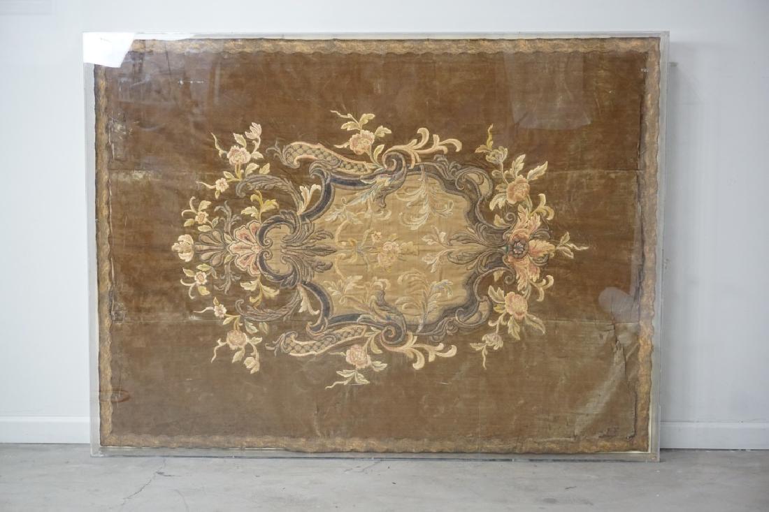 ANTIQUE NEEDLE POINT TAPESTRY "CREST" (1 of 6)