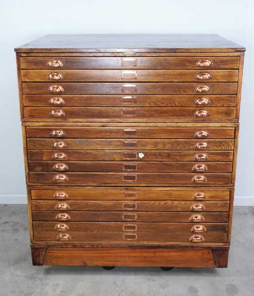 ANTIQUE HAMILTON-ECONOMY 15-DRAWER MAP CABINET - ANTIQUE HAMILTON-ECONOMY 15-DRAWER MAP CABINET