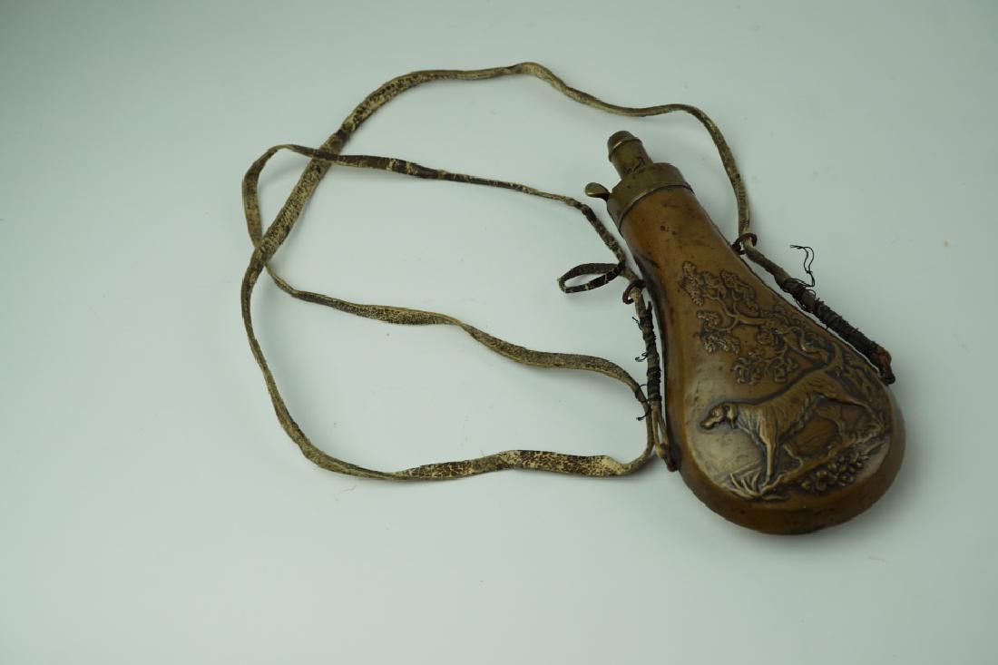 ANTIQUE DIXON AND SONS BRASS POWER FLASK (1 of 4)