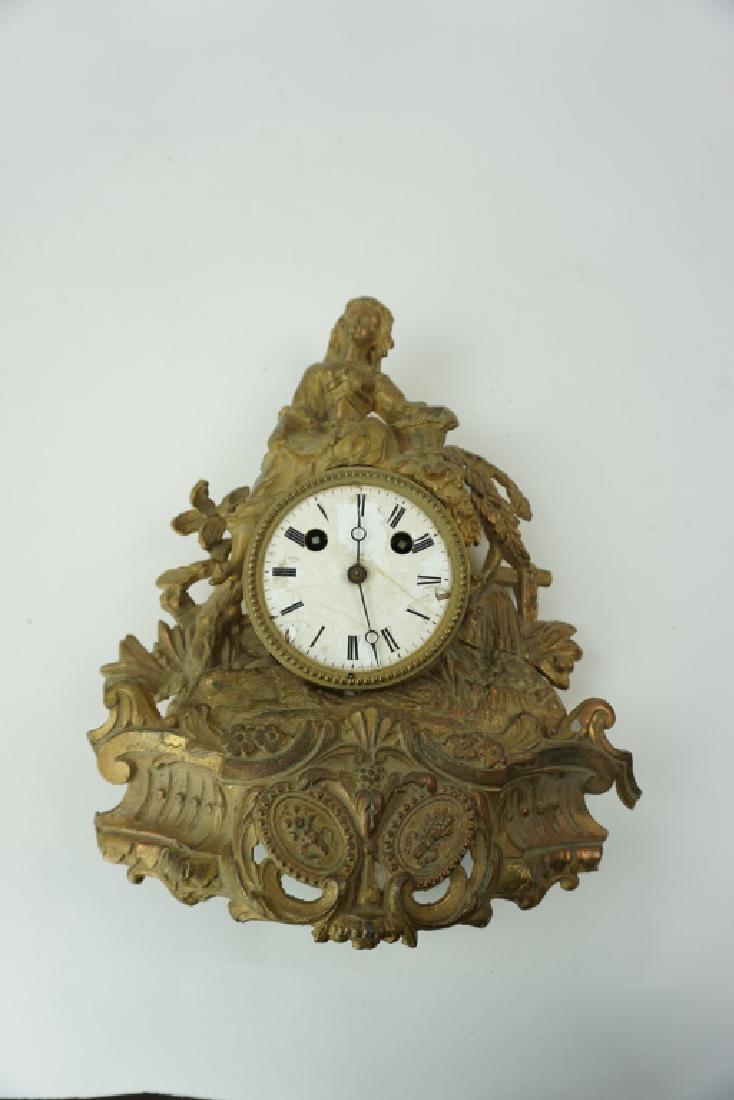 ANTIQUE CAST SPELTER MANTLE CLOCK (1 of 5)