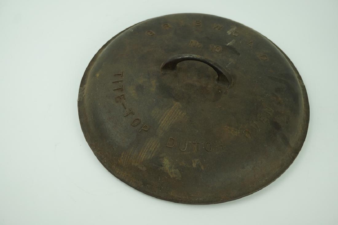 ANTIQUE GRISWOLD No 10 TILE-TOP DUTCH OVEN LID: ANTIQUE GRISWOLD No 10 TILE-TOP DUTCH OVEN LID Patented Feb 10, 1920 ; Condition - Rust on top, no chips or cracks ; Measures: 3.5"H x 12.5" diameter