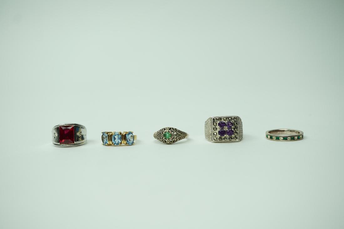 (5) ASSORTED STERLING SILVER RINGS WITH GEMSTONES (1 of 8)