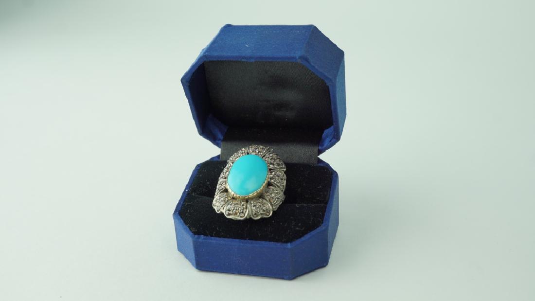 2-TONE GOLD & TURQOISE FLORAL RING (1 of 4)