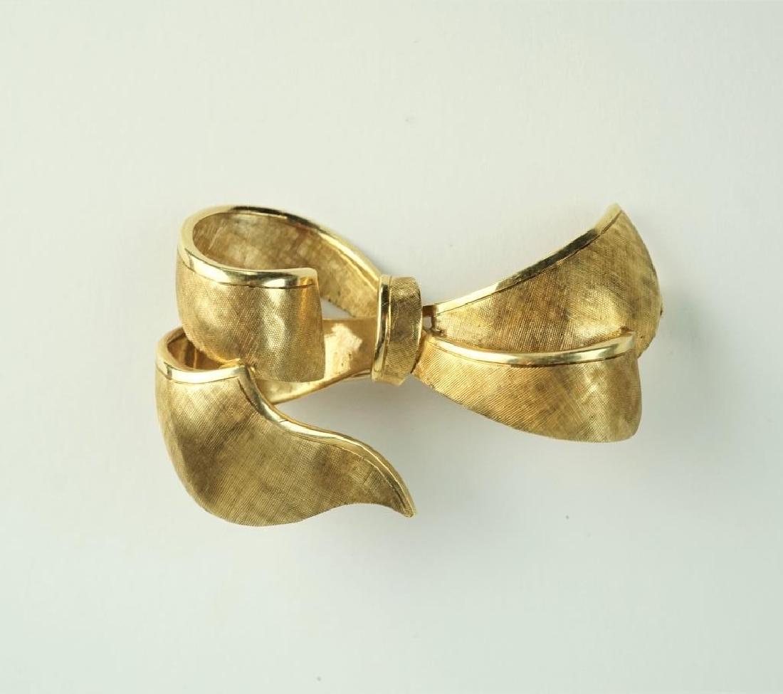 14K YELLOW GOLD BOW BROOCH (1 of 4)