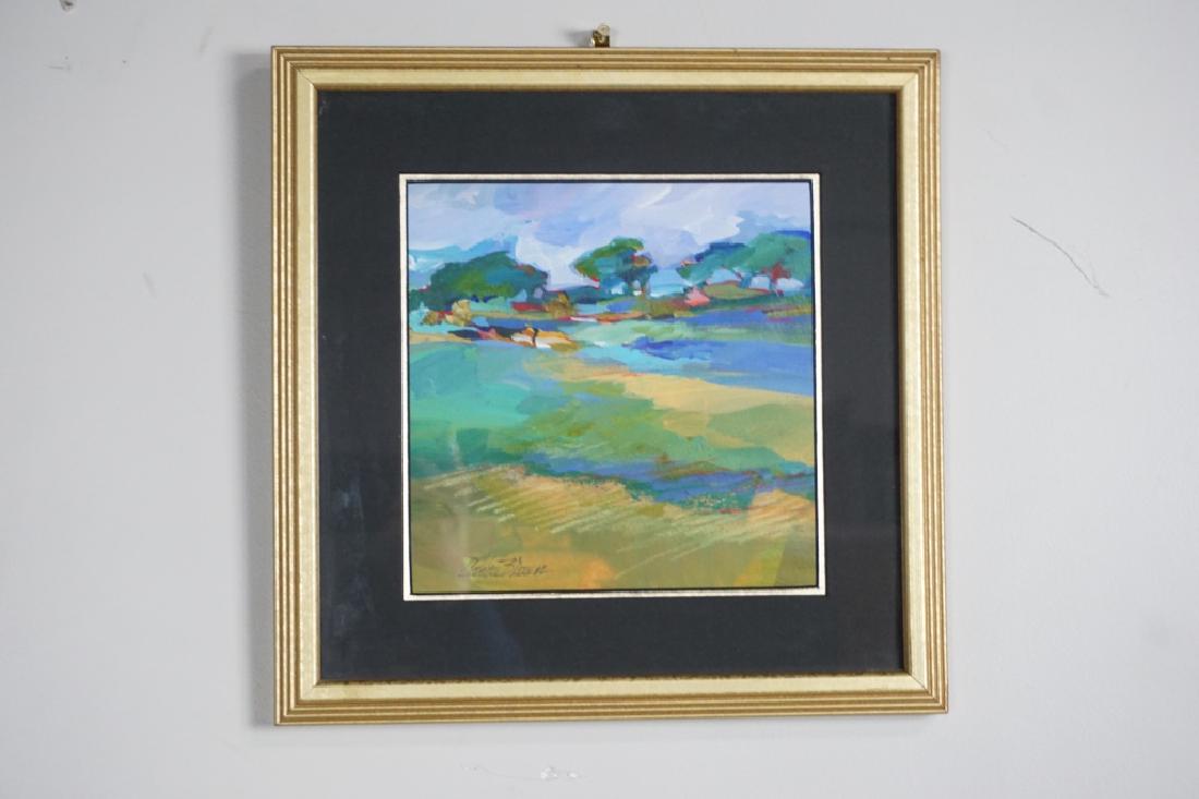 CARRIE BURNS BROWN (AMERICAN/GA/SC, 20TH CENTURY): CARRIE BURNS BROWN (AMERICAN/GA/SC, 20TH CENTURY) Circa 1997; Watercolor; "Carolina Country 97"; signed lower left "Carrie Brown"; set under glass in gold gilt wood frame; Info inscribed en verso ; Me