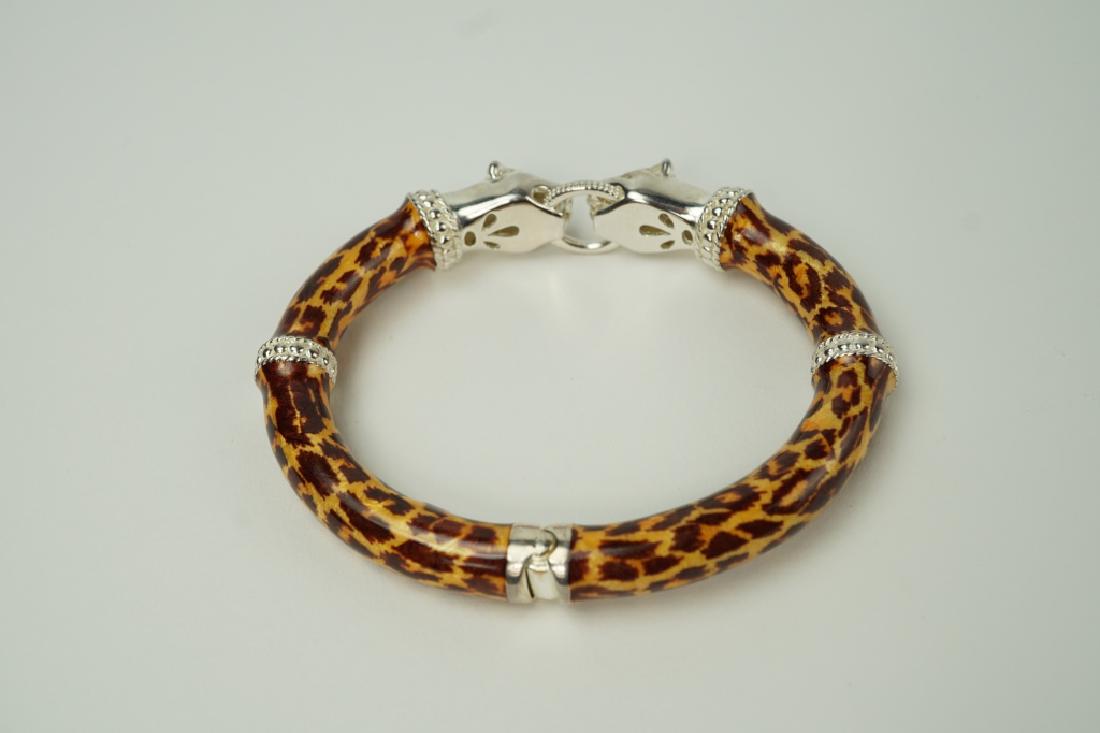 ARTE D ARGENTO STERLING PANTHER ENAMEL BANGLE (1 of 4)