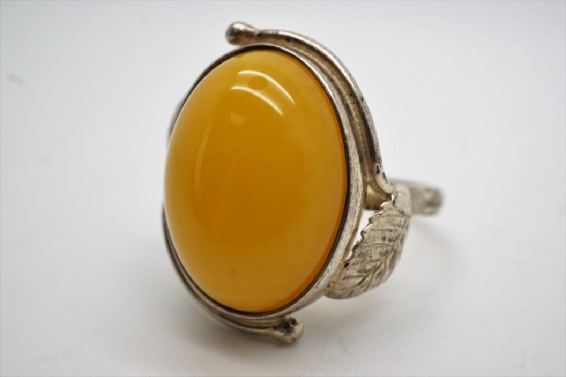 BUTTERSCOTCH EGG YOLK BALTIC AMBER POLISH 925 RING (1 of 4)