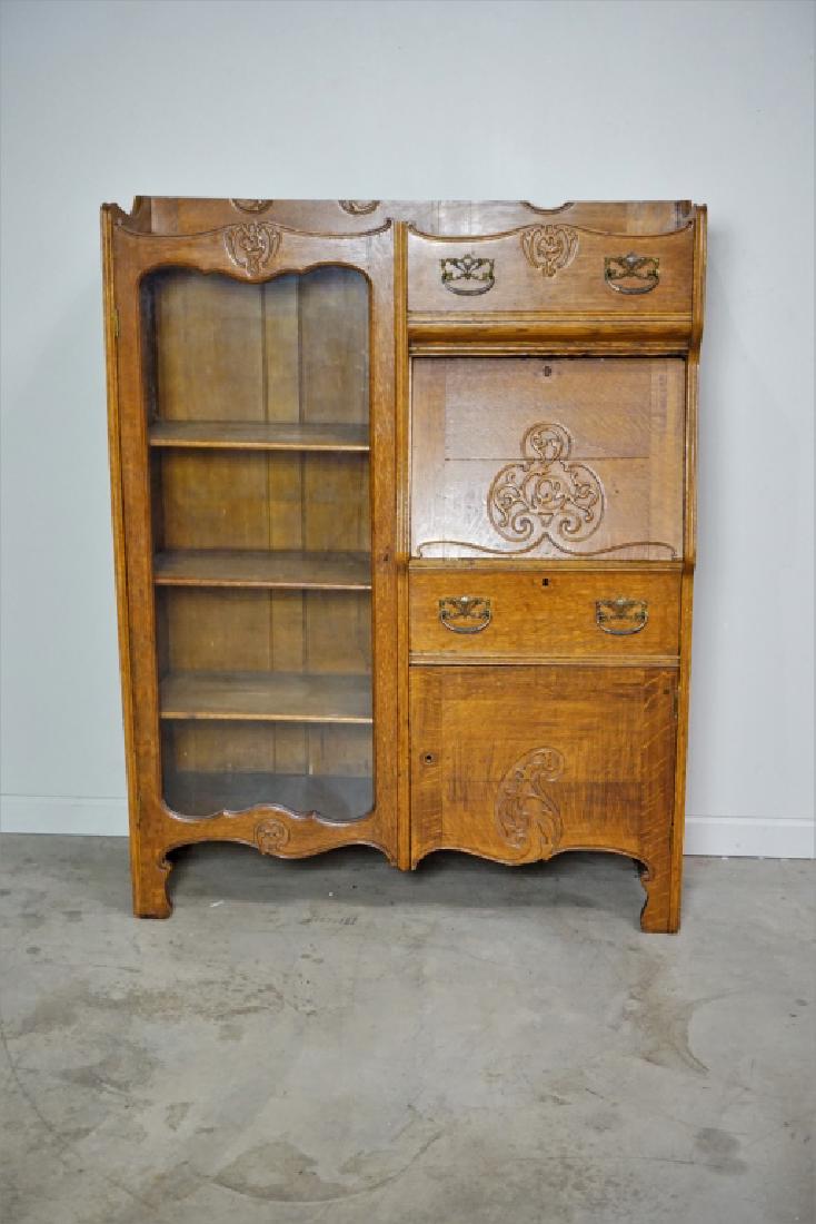 Antique Oak Secretary Desk Book Case
