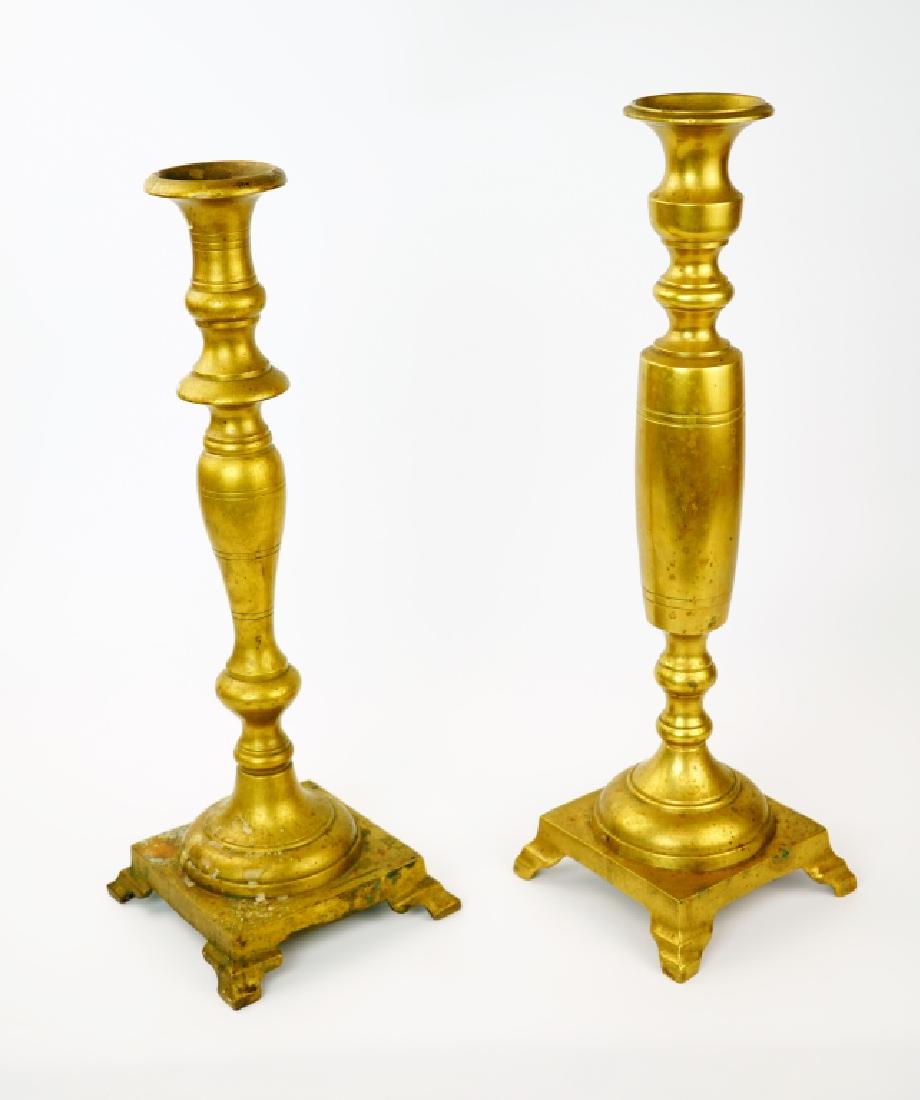 (2) LARGE VINTAGE SOLID BRASS CANDLESTICKS (1 of 6)
