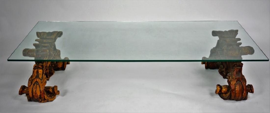 LARGE GLASS TOP COFFEE TABLE (1 of 5)