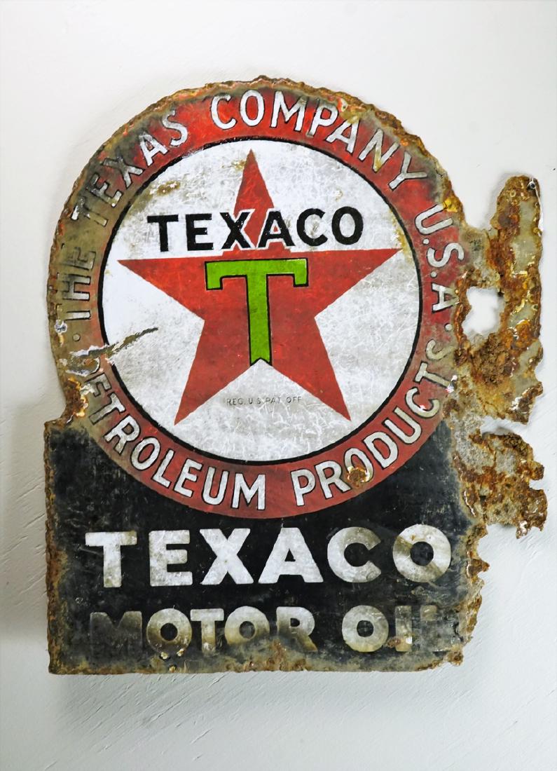 Vintage Porcelain Texaco Motor Oil Flange Sign