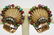 PAIR ANTIQUE 14K GOLD SHELL DIAMOND EARRINGS
