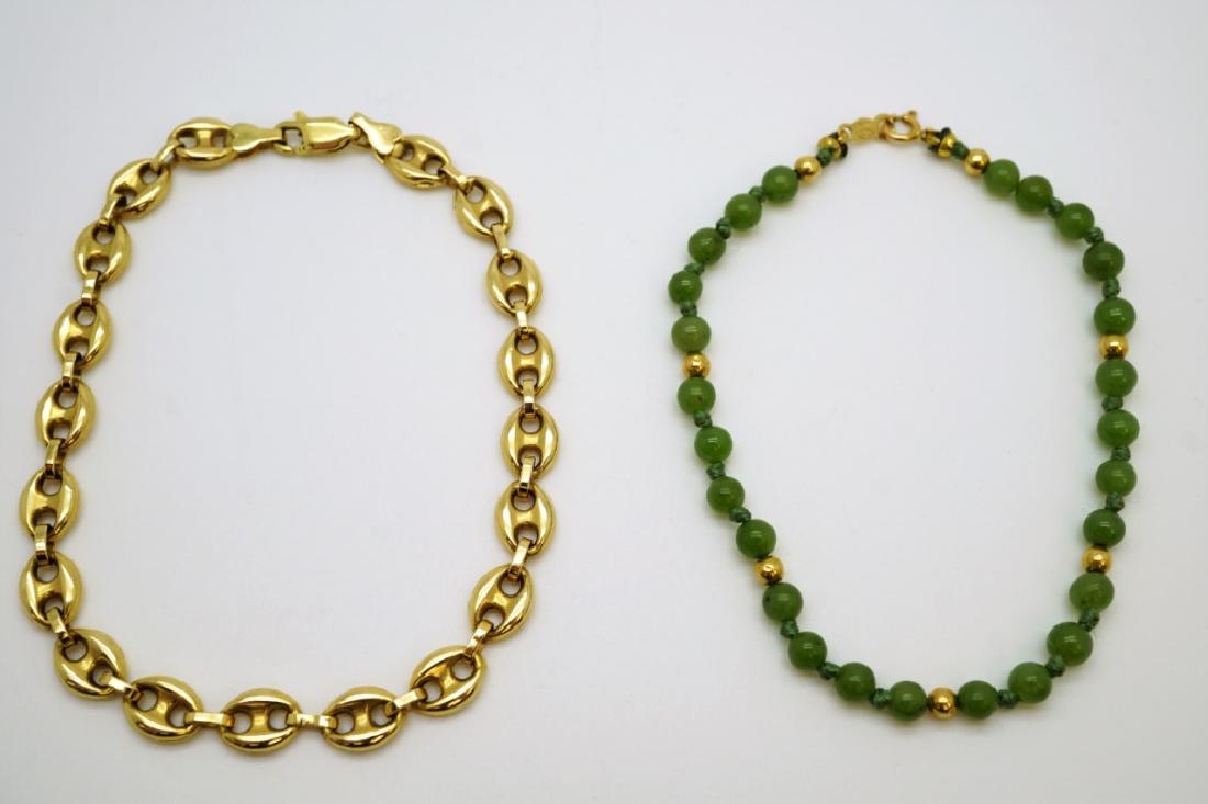 (2) VINTAGE 14K GOLD & JADE BRACELETS (1 of 2)