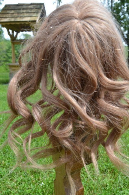 RARE LARGE ANTIQUE FULL WIG FOR JUMEAU 3/4: STUNNING ANTIQUE BRUNETTE HUMAN HAIR DOLL WIG LARGE SIZED WIG VERY THICK GREAT CONDITION