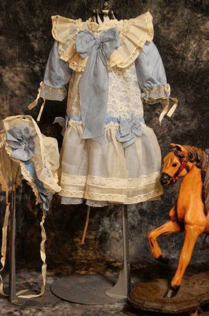 SILKY DRESS & BONNET ~FOR JUMEAU BEBE ANTIQUE FABRICS (1 of 9)