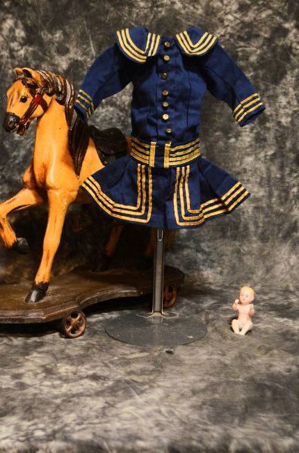 11" 1860s SCARCE AUTHENTIC JUMEAU TYPE SAILOR DRESS (1 of 10)