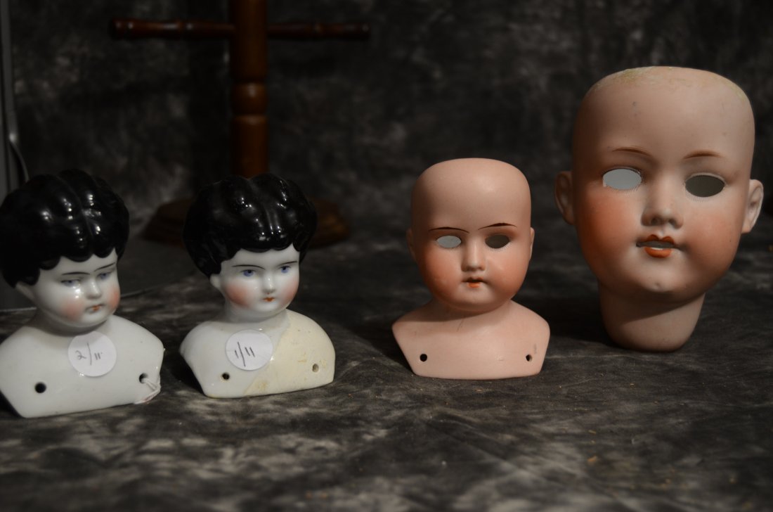 LOT OF 4 ANTIQUE HEADS ~ MIXED CONDITIONS (1 of 3)