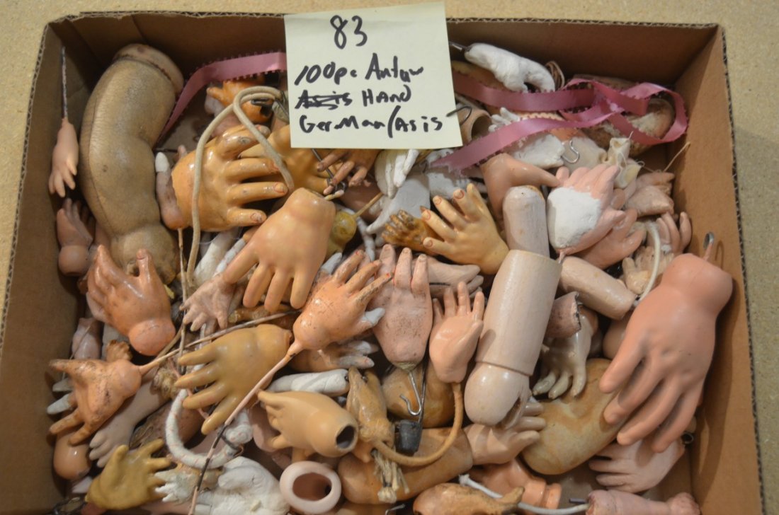 HUGE 100pc LOT OF ANTIQUE GERMAN DOLL HANDS (1 of 2)