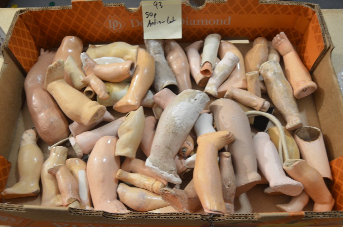 LOT OF 50 ANTIQUE COMPOSITION DOLL PARTS (1 of 1)