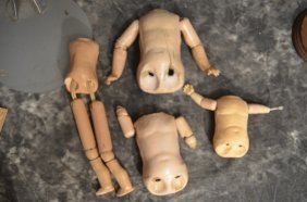 LOT OF 4 ANTIQUE DOLL BODIES STRAIGHT WRIST ETC  AS IS (1 of 2)