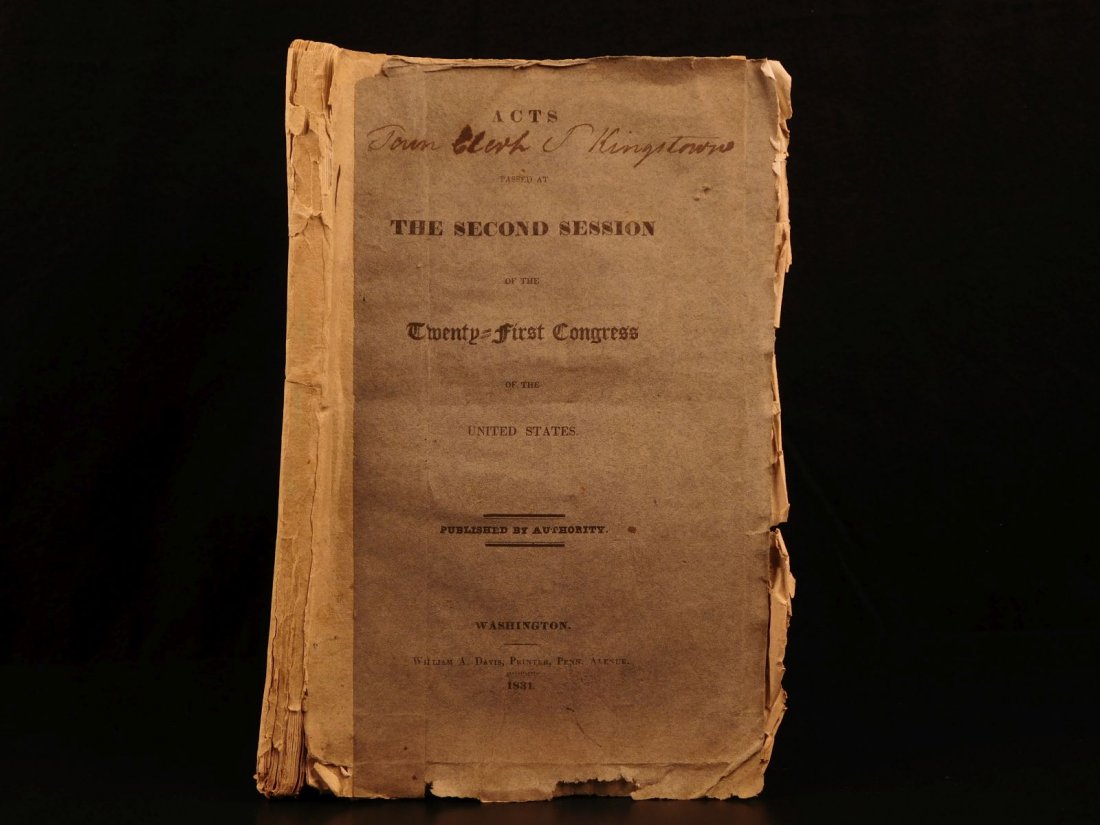 1831 Andrew Jackson Early Laws of United States Slavery (1 of 10)