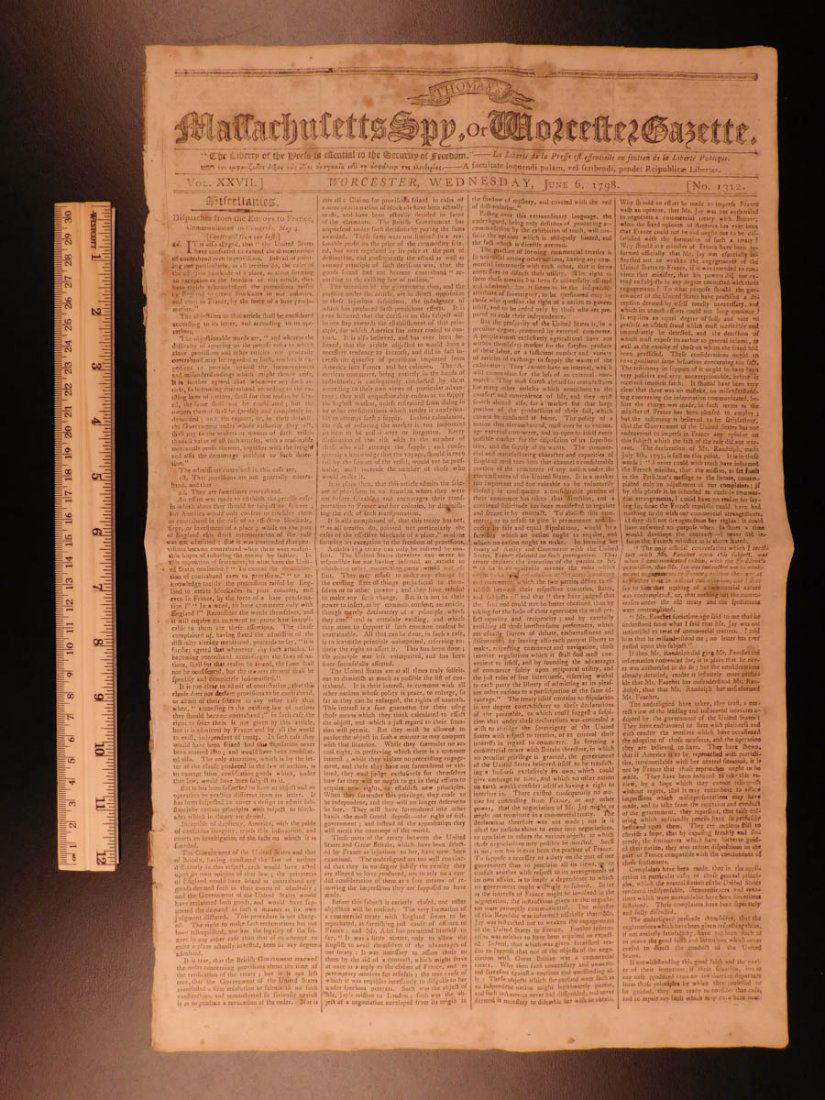 1798 Massachusetts Spy Isaiah Thomas Newspaper American (1 of 10)