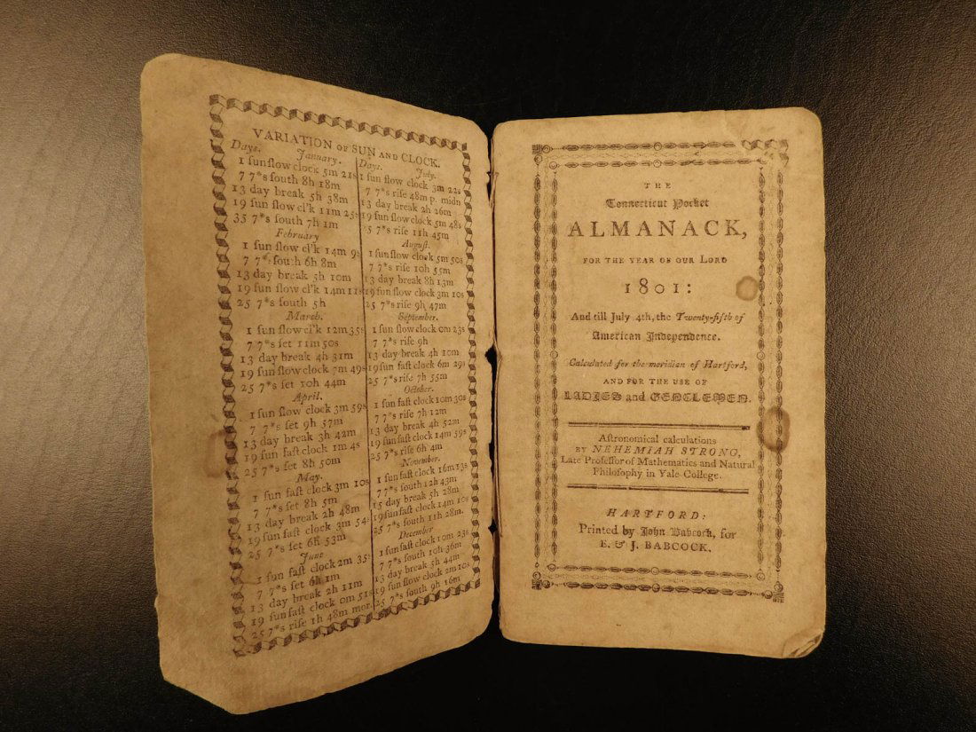 1801 Connecticut Pocket Almanac Americana Astronomy (1 of 10)