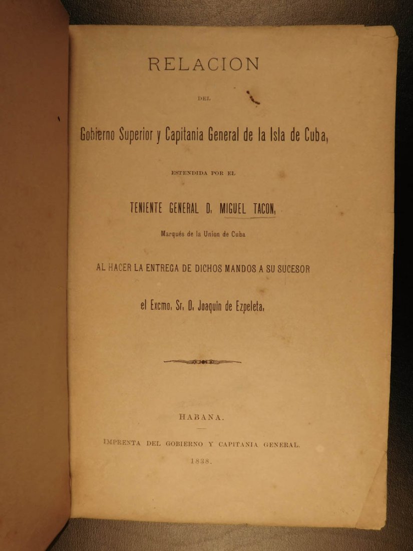 1838 1st ed Miguel Tacón CUBA Government Slavery (1 of 14)