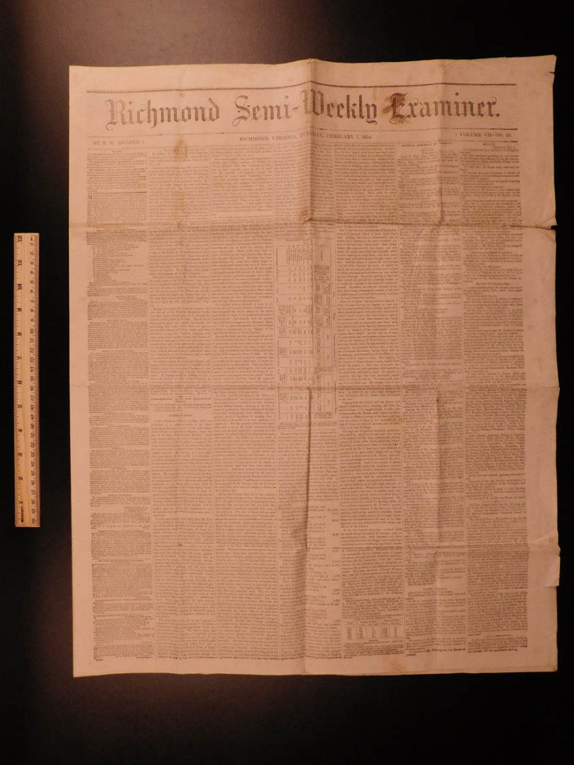 1854 Richmond Newspaper Ruffin Slavery CSA Virginia (1 of 10)