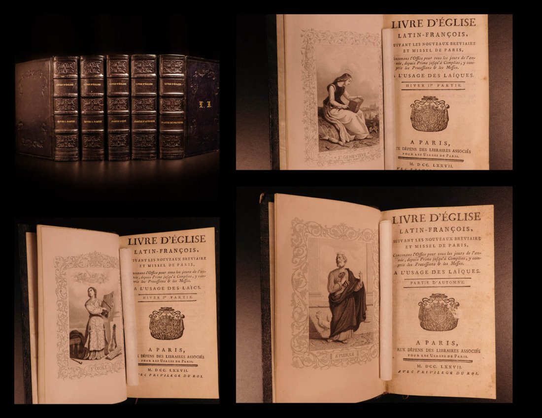 1777 BEAUTIFUL 5v SET Catholic Church Missal Breviary: 1777 BEAUTIFUL 5v SET Catholic Church Missal Breviary Prayers French & Latin An impressive and beautiful five-volume Roman Catholic missal and breviary! While 18th-century breviaries are not especiall