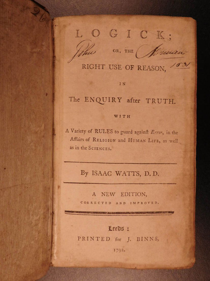 1792 1st ed Logic by Isaac Watts English Philosophy (1 of 10)