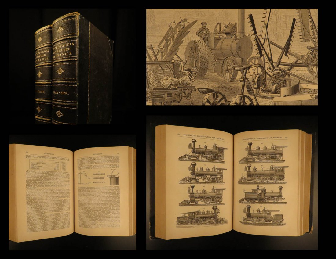 1880 Applied Mechanics INVENTIONS Guns Gold Railroad: 1880 Applied Mechanics INVENTIONS Guns Gold Railroad Microphone 2v ‘Cyclopedia of Applied Mechanics’ was an important late 19th-century dictionary and reference on physical science and practical m