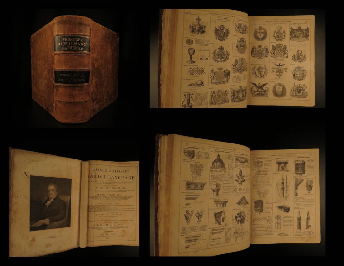 1863 Noah Webster HUGE Civil War Dictionary Illustrated (1 of 10)