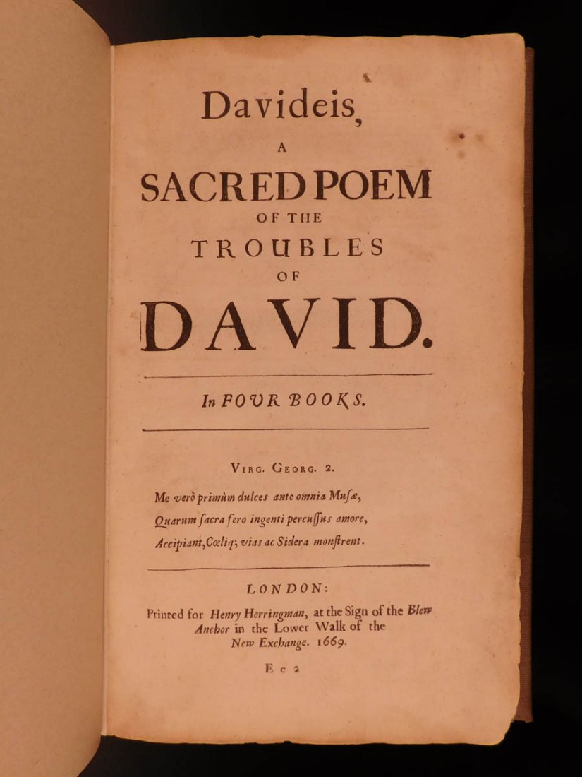 1669 FOLIO ENGLISH Works of Abraham Cowley English Poet (1 of 10)