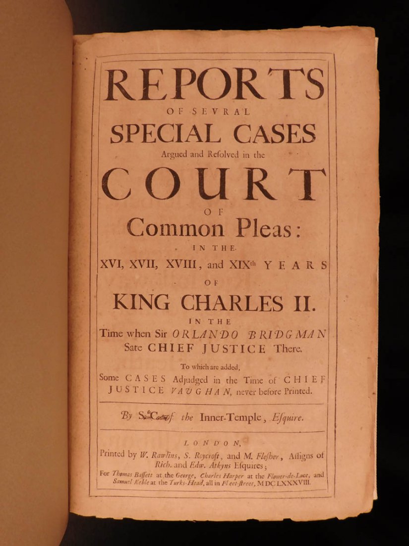 1688 LAW Reports of English Court Cases Enlightenment (1 of 10)