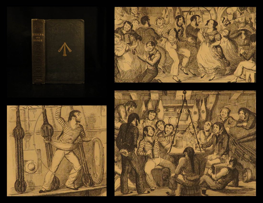 1841 1st ed Naval & National Songs Charles Dibdin: 1841 1st ed Naval & National Songs Charles Dibdin George Cruikshank Illustrated A collection of patriotic songs by the talented songwriter Charles Dibdin, complemented perfectly by Cruikshank's illust