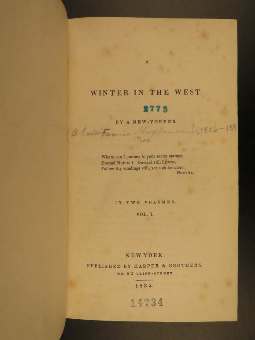 1835 1ed Winter in the West Hoffman Travel INDIANS (1 of 10)