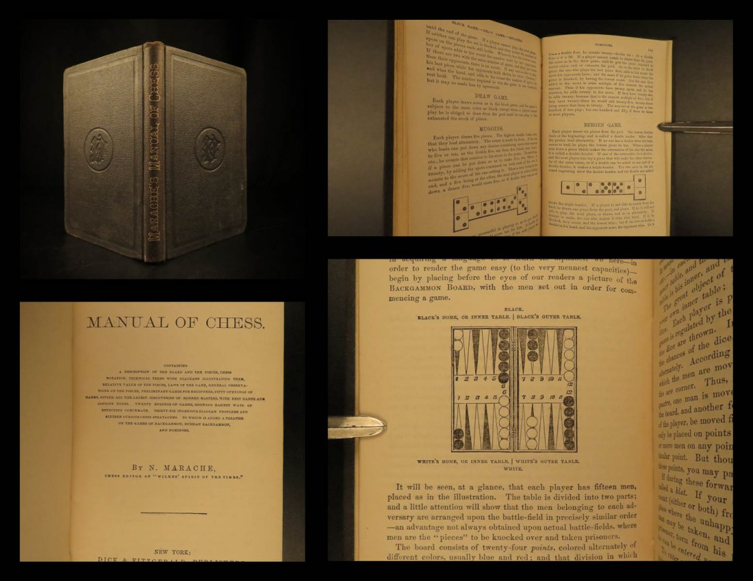 1866 1ed CHESS Napoleon Marache Manual Backgammon: 1866 1ed CHESS Napoleon Marache Manual Backgammon American Games Illustrated Napoleon Marache was a French-born chess expert from the 19th-century. While he was known for his gameplay, he is best reme