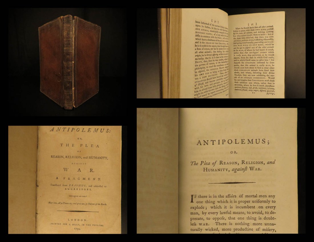 1794 1ed Erasmus of Rotterdam Antipolemus Anti-War Vice (1 of 10)