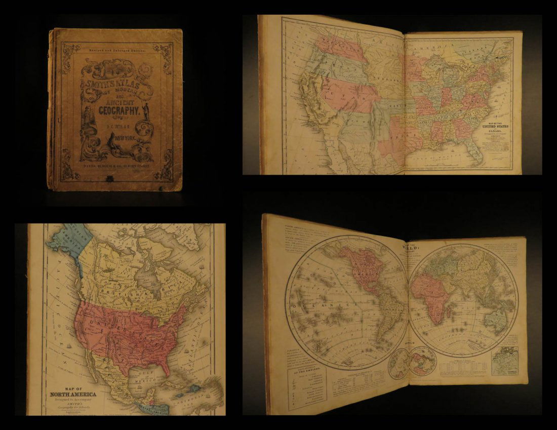 1855 Smith’s ATLAS Geography 36 BEAUTIFUL Colored MAPS (1 of 10)