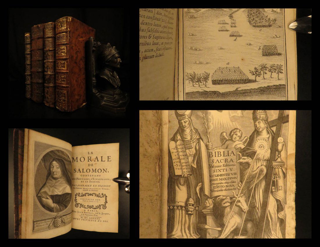 1691 RARE 4 Book Lot Holy BIBLE Sallust Rohan Morales (1 of 10)