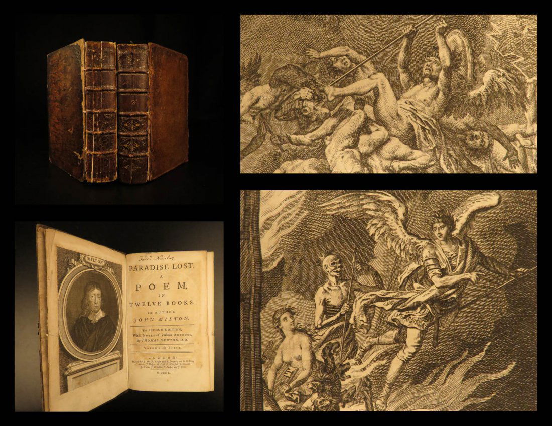 1750 Paradise Lost John Milton Poetry English Allegory (1 of 10)