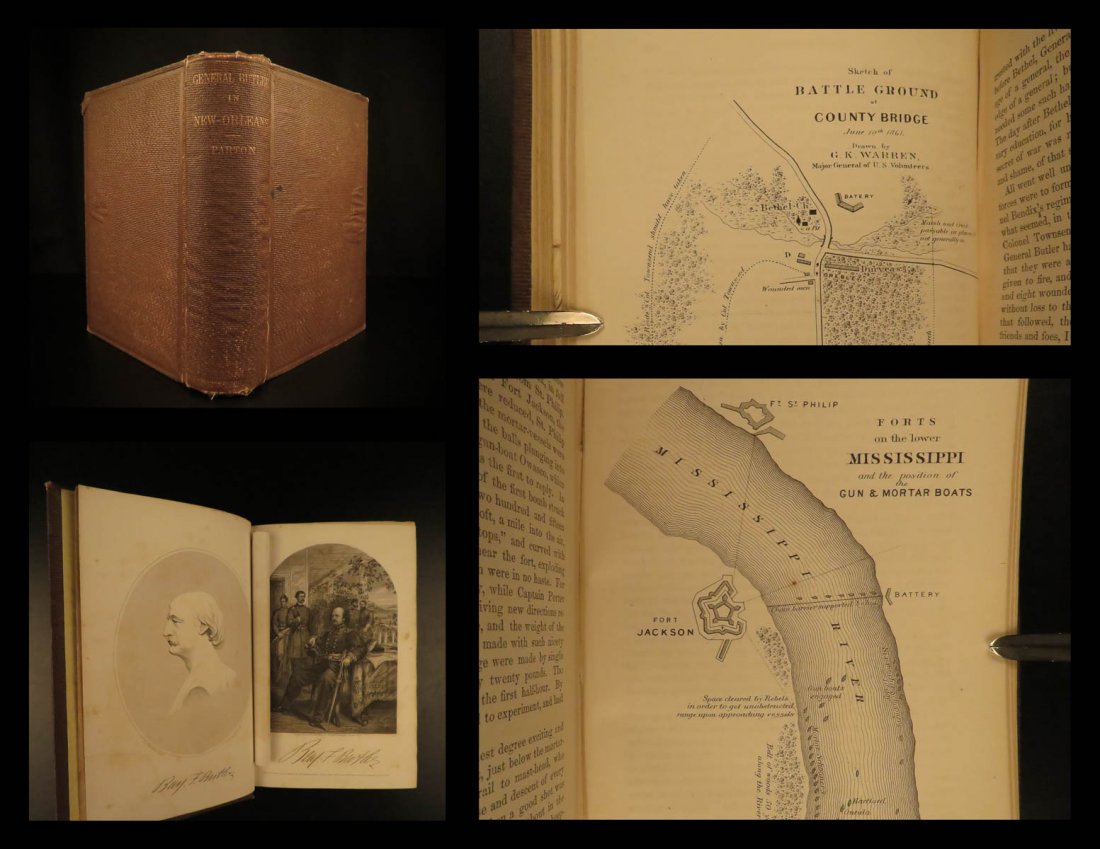 1864 Civil War General Benjamin Butler New Orleans: 1864 Civil War General Benjamin Butler New Orleans American Gulf Illustrated MAP A rare Civil War-era printing of James Parton’s biographical sketch on the life of General Benjamin Butler. Known as