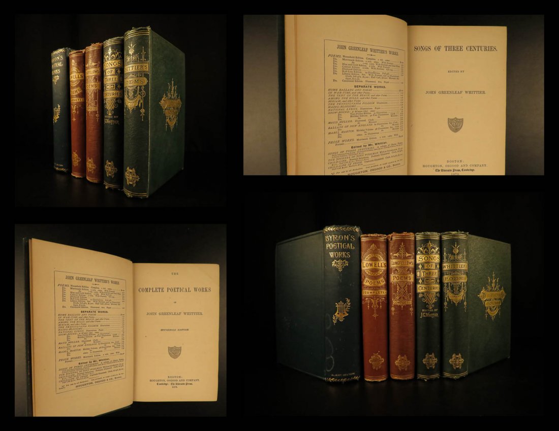 1877 5 Book Lot Poetry Byron Longfellow James Lowell (1 of 10)