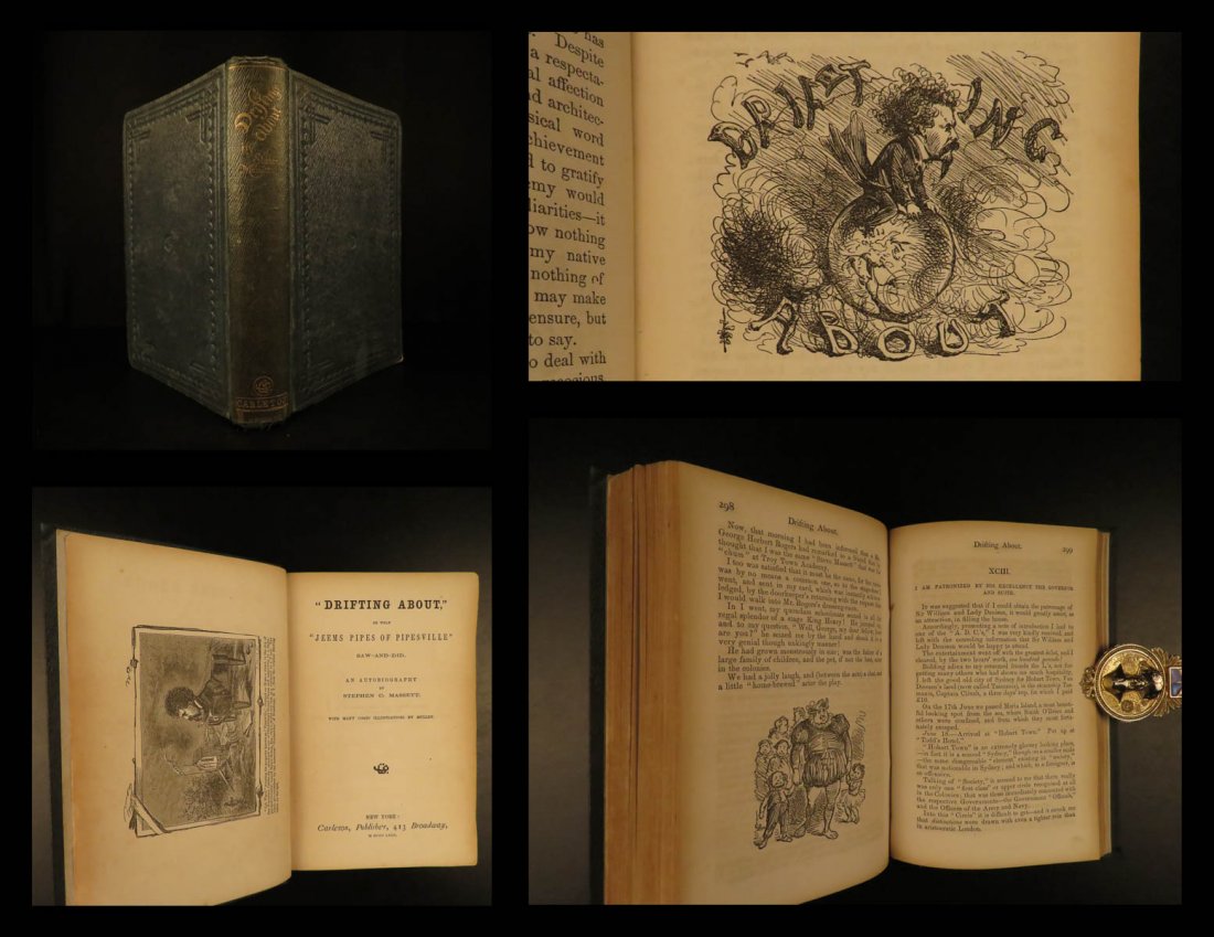 1863 Massett Travels Voyages Drifting Comic: 1863 Massett Travels Voyages Drifting Comic Illustrations California America ‘Drifting About’ is a curious Civil War-era account of world voyages and the California gold rush by Stephen Massett. M
