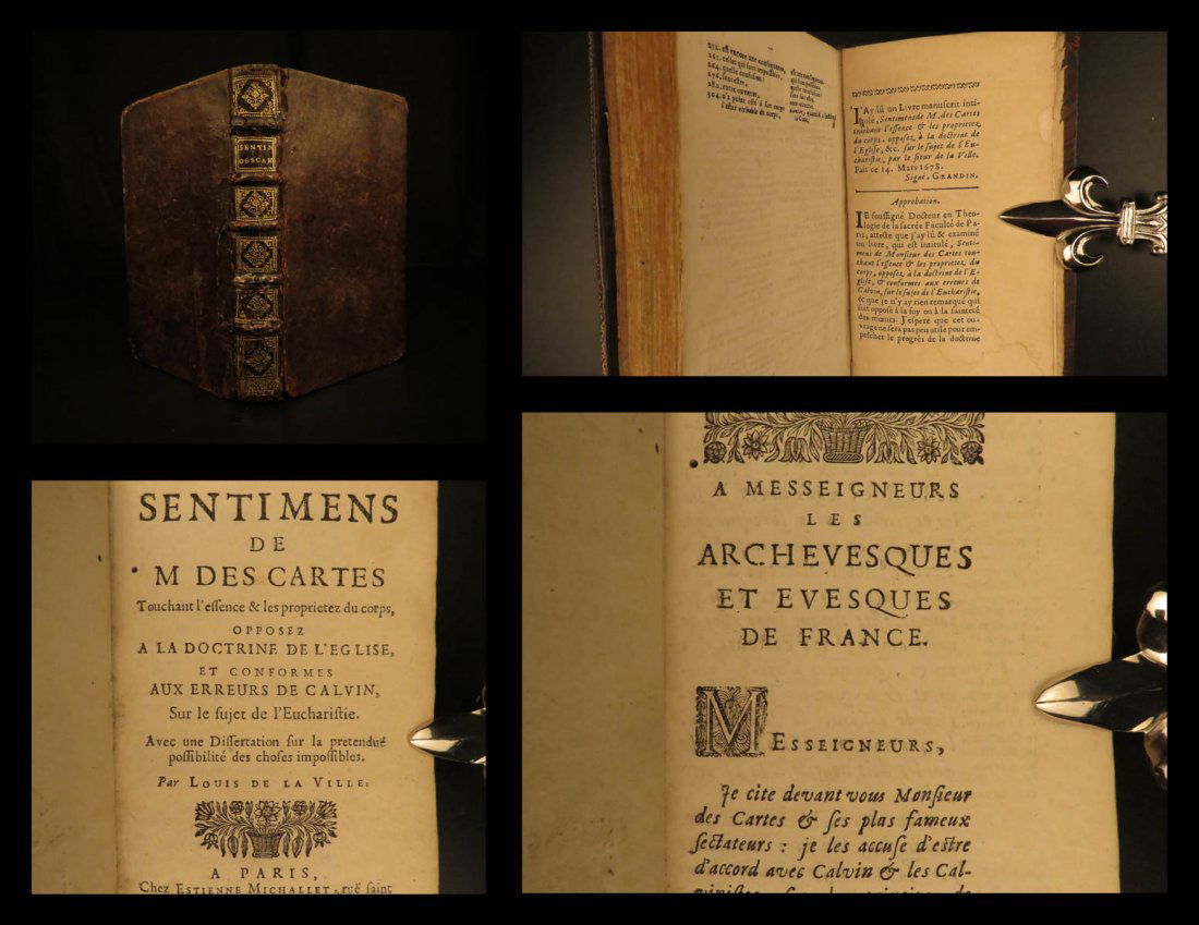 1680 1ed Descartes Philosophy Jesuit Valois Sentimens (1 of 10)