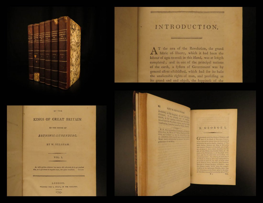 1793 1ed Kings of England Britain Wars 6v Belsham: 1793 1ed Kings of England Britain Wars 6v Belsham English Memoirs George III William Belsham was an 18th-century English historian who wrote several memoirs on the kings and royalty of Great Britain. 