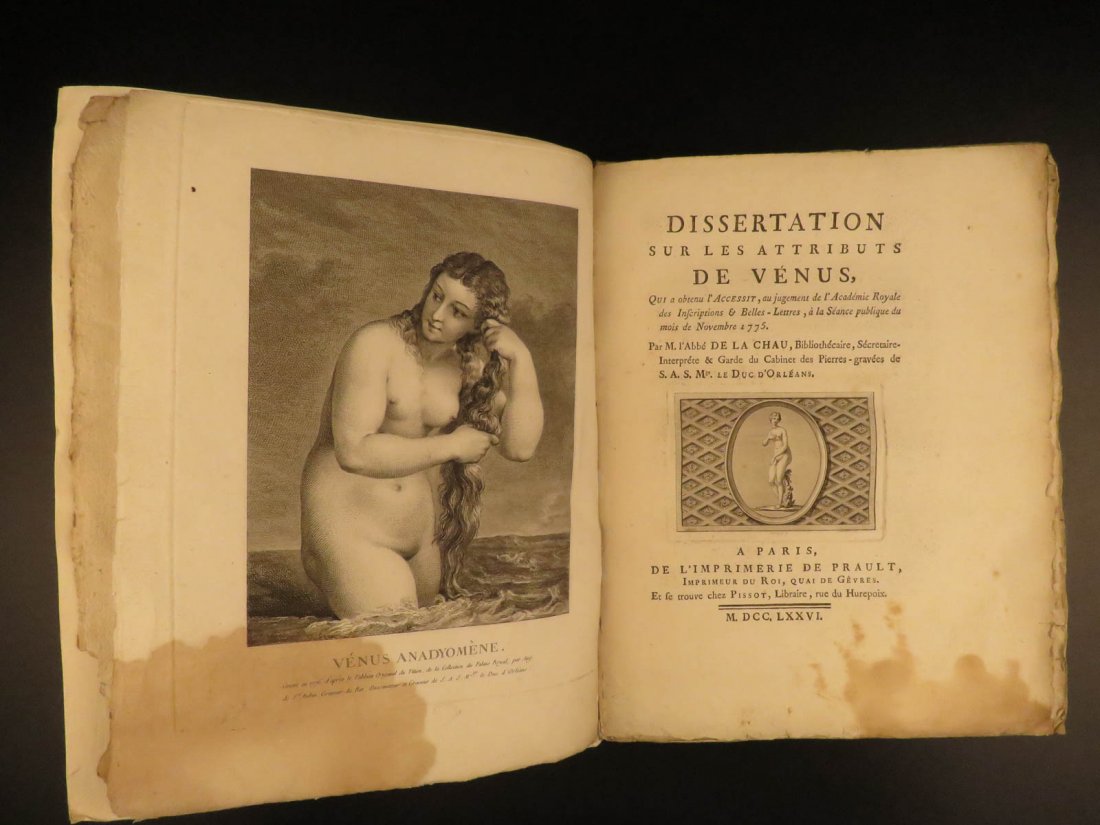 1776 1ed VENUS ART Attributes Greek & Roman Mythology: 1776 1ed VENUS ART Attributes Greek & Roman Mythology Aphrodite Illustrated Chau ‘Dissertation on the Attributes of Venus’ is a late 18th-century essay by Geraud de la Chau written as a study on t