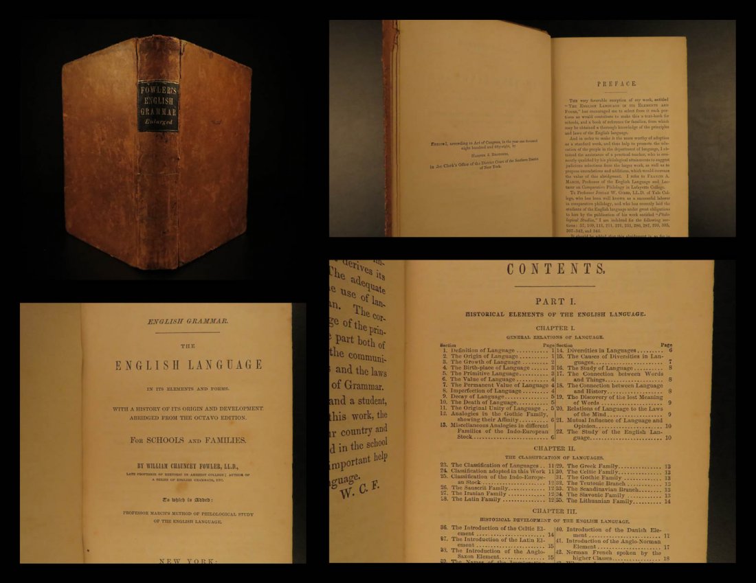 1886 Fowler English Grammar Language FAMOUS Lit (1 of 10)